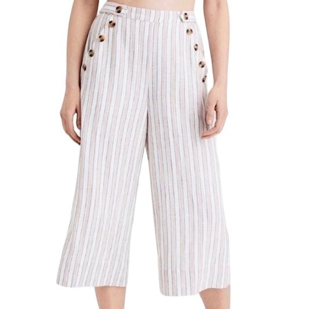 American Eagle Outfitters Wide Leg Striped Beach Pants Size Small Cropped Pants